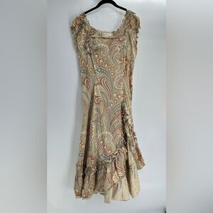 Victorian Choice Paisley Ruffle Dress Women’s XXL Asymmetrical Hem